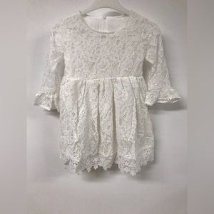 Little Girl Long Ruffle Sleeve Lace Holiday Fall Winter Party Flower Girl Dress